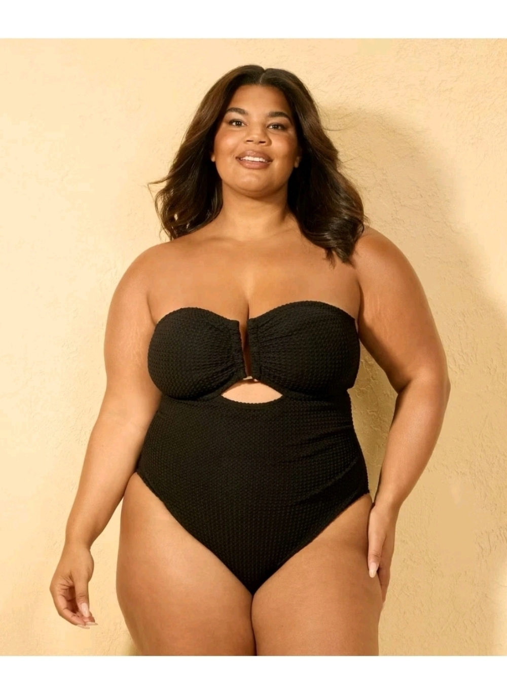 Shade & shore Women's Crochet U Wire Medium Coverage One Piece Swimsuit Black